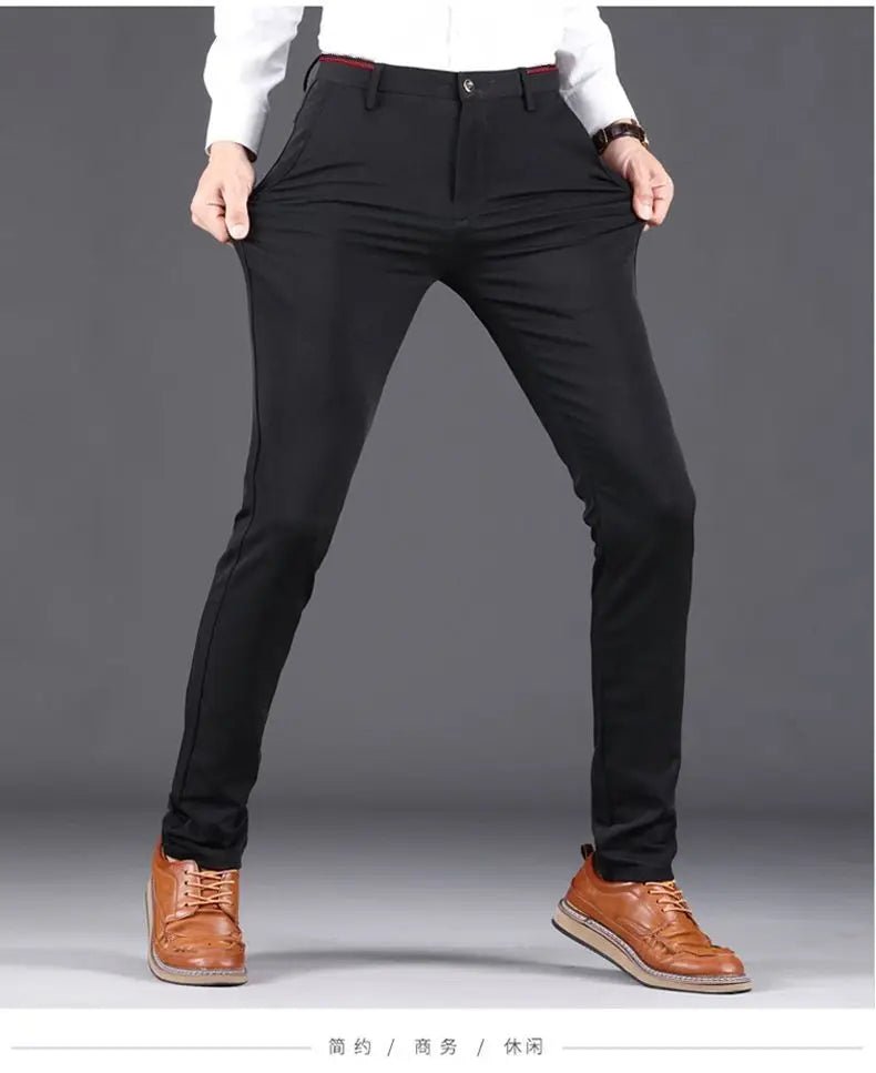 Men's Travel Dress Pants Stretch, No Iron Required Business Trousers, British Classic Slim Fit Lightweight Office Work Pants - PratSN