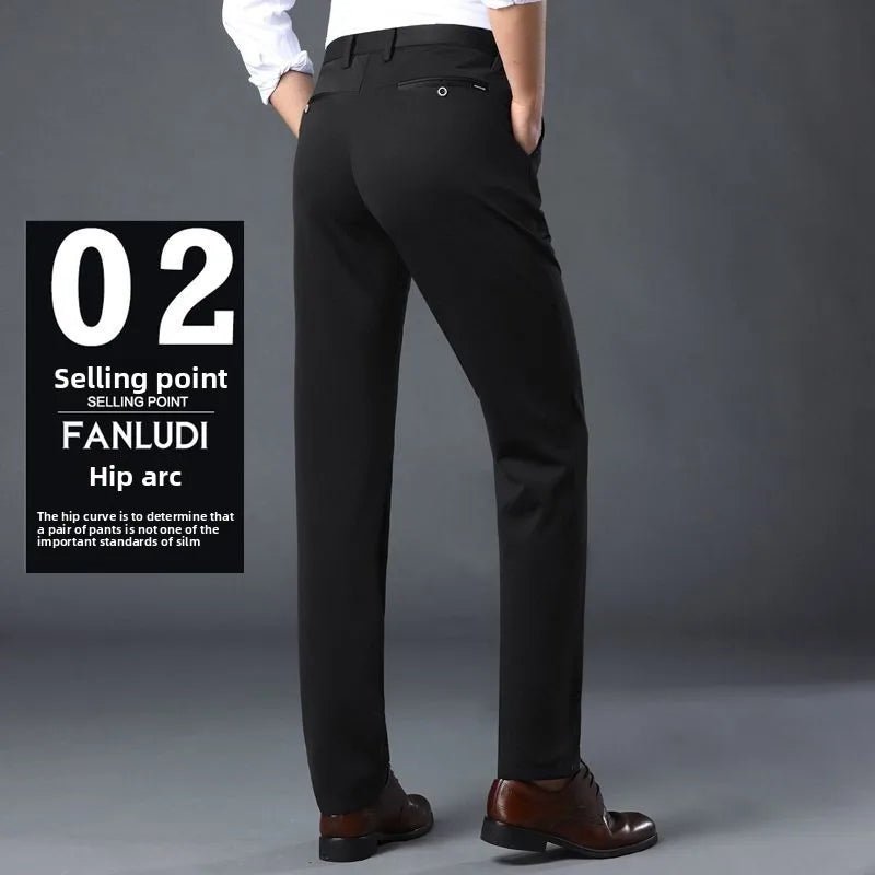 Men's Travel Dress Pants Stretch, No Iron Required Business Trousers, British Classic Slim Fit Lightweight Office Work Pants - PratSN