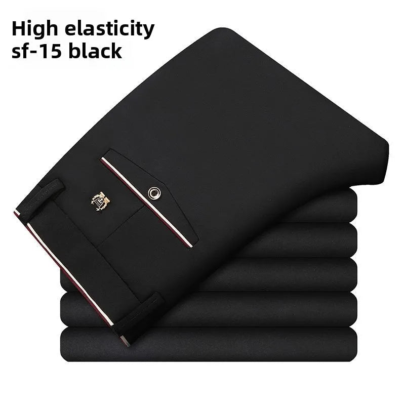 Men's Travel Dress Pants Stretch, No Iron Required Business Trousers, British Classic Slim Fit Lightweight Office Work Pants - PratSN