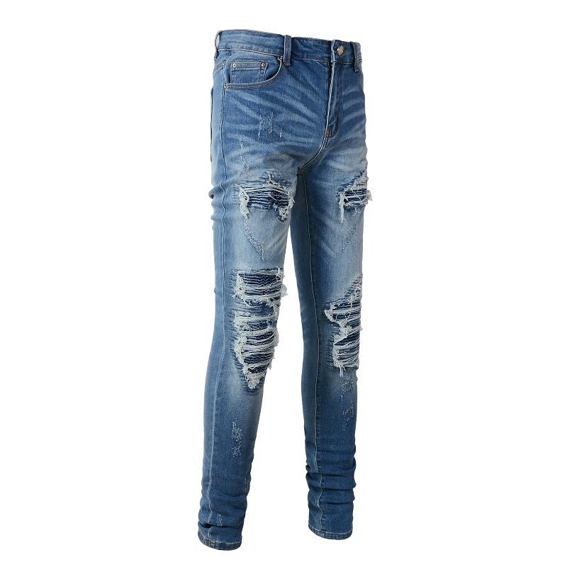 Men's Trendy Brand Frayed Denim Patch - PratSN