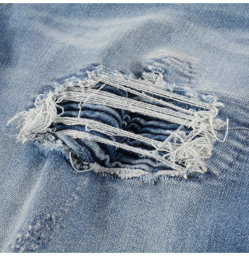 Men's Trendy Brand Frayed Denim Patch - PratSN