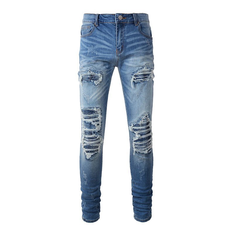 Men's Trendy Brand Frayed Denim Patch - PratSN