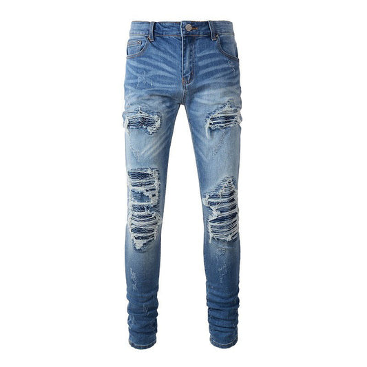 Men's Trendy Brand Frayed Denim Patch - PratSN