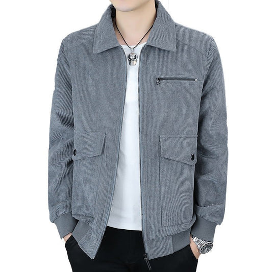 Men's Trendy Style Lapel Corduroy Coat Winter Jacket - PratSN