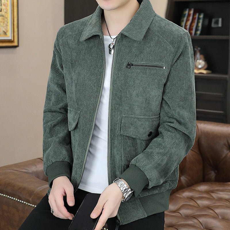 Men's Trendy Style Lapel Corduroy Coat Winter Jacket - PratSN