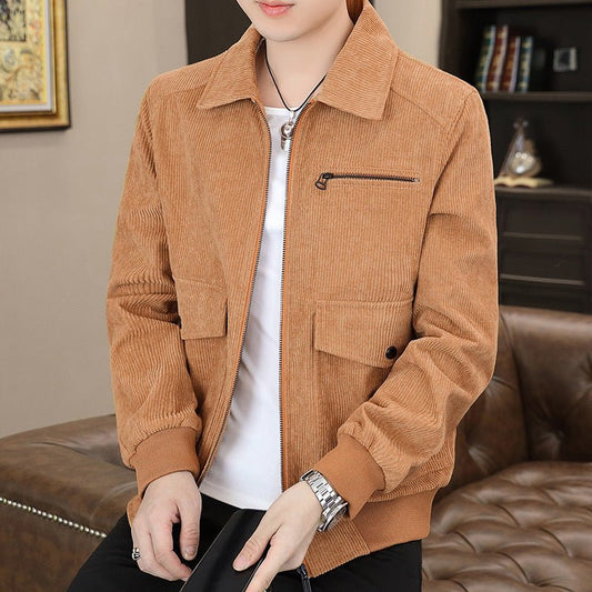 Men's Trendy Style Lapel Corduroy Coat Winter Jacket - PratSN