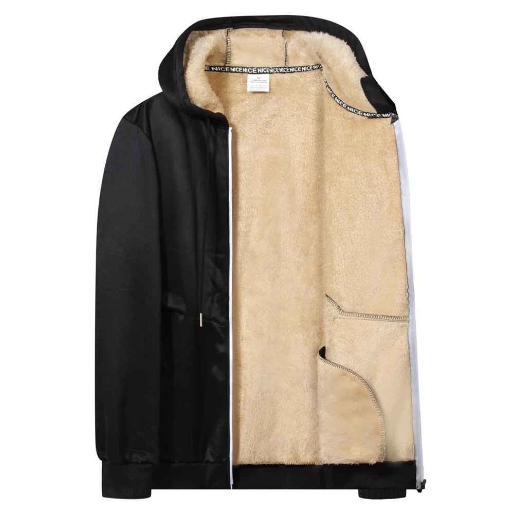 Men's Trendy Sweatshirt Coat Front Pockets Warm Zipper Lamb Wool Jacket - PratSN