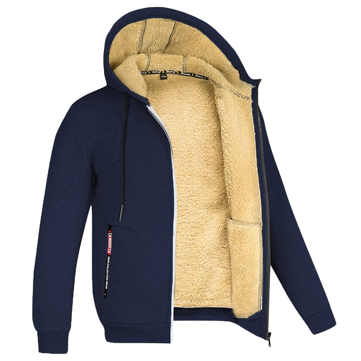 Men's Trendy Sweatshirt Coat Front Pockets Warm Zipper Lamb Wool Jacket - PratSN