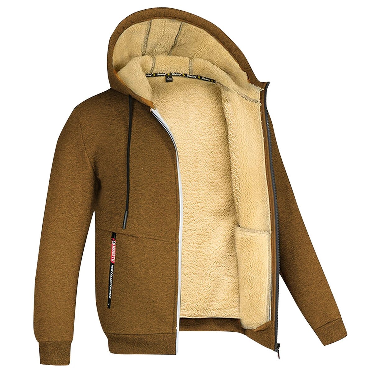 Men's Trendy Sweatshirt Coat Front Pockets Warm Zipper Lamb Wool Jacket - PratSN