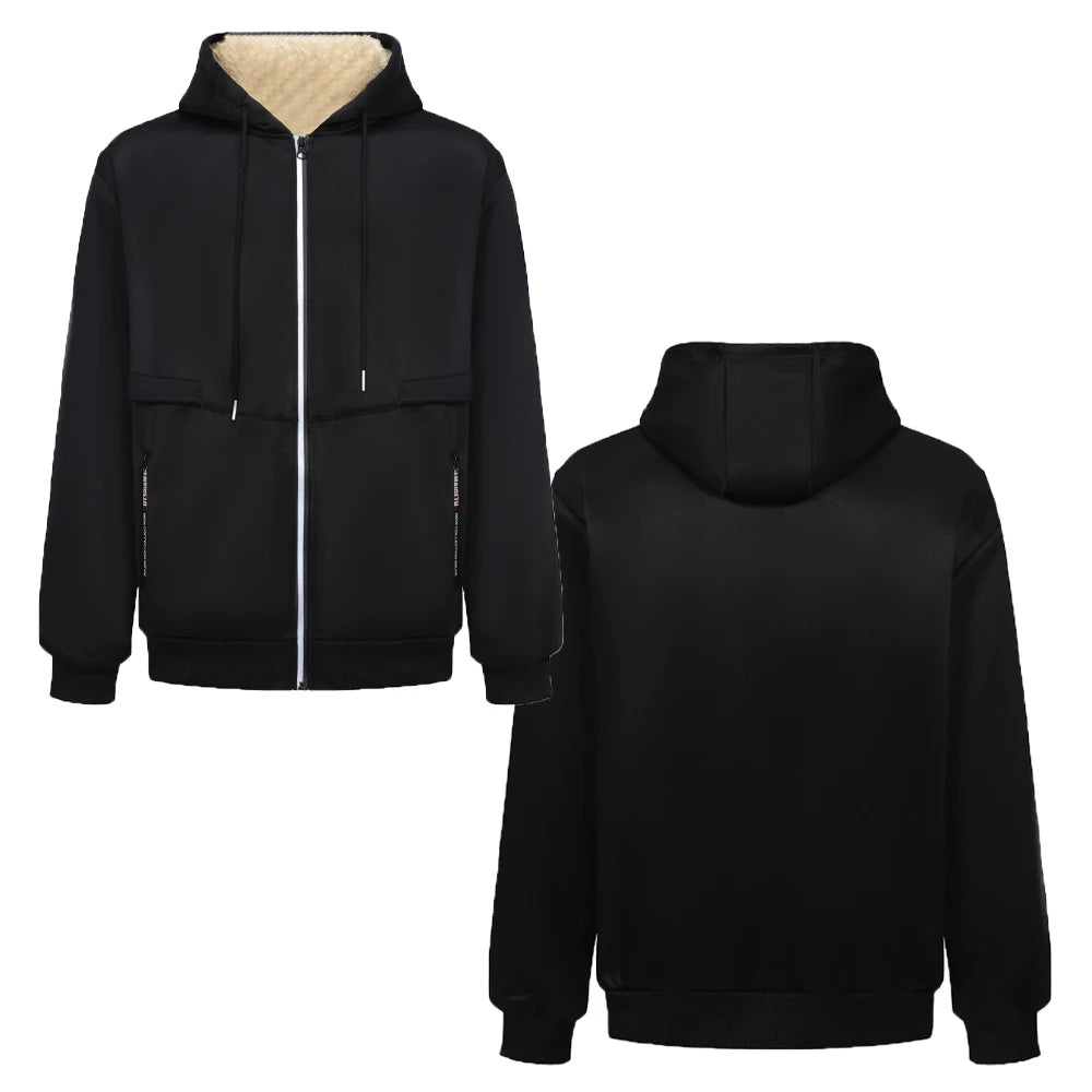 Men's Trendy Sweatshirt Coat Front Pockets Warm Zipper Lamb Wool Jacket - PratSN