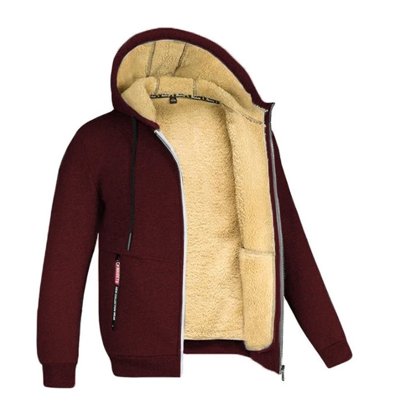 Men's Trendy Sweatshirt Coat Front Pockets Warm Zipper Lamb Wool Jacket - PratSN