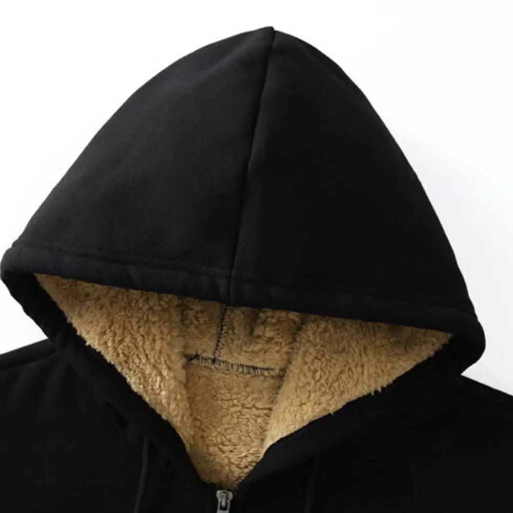Men's Trendy Sweatshirt Coat Front Pockets Warm Zipper Lamb Wool Jacket - PratSN