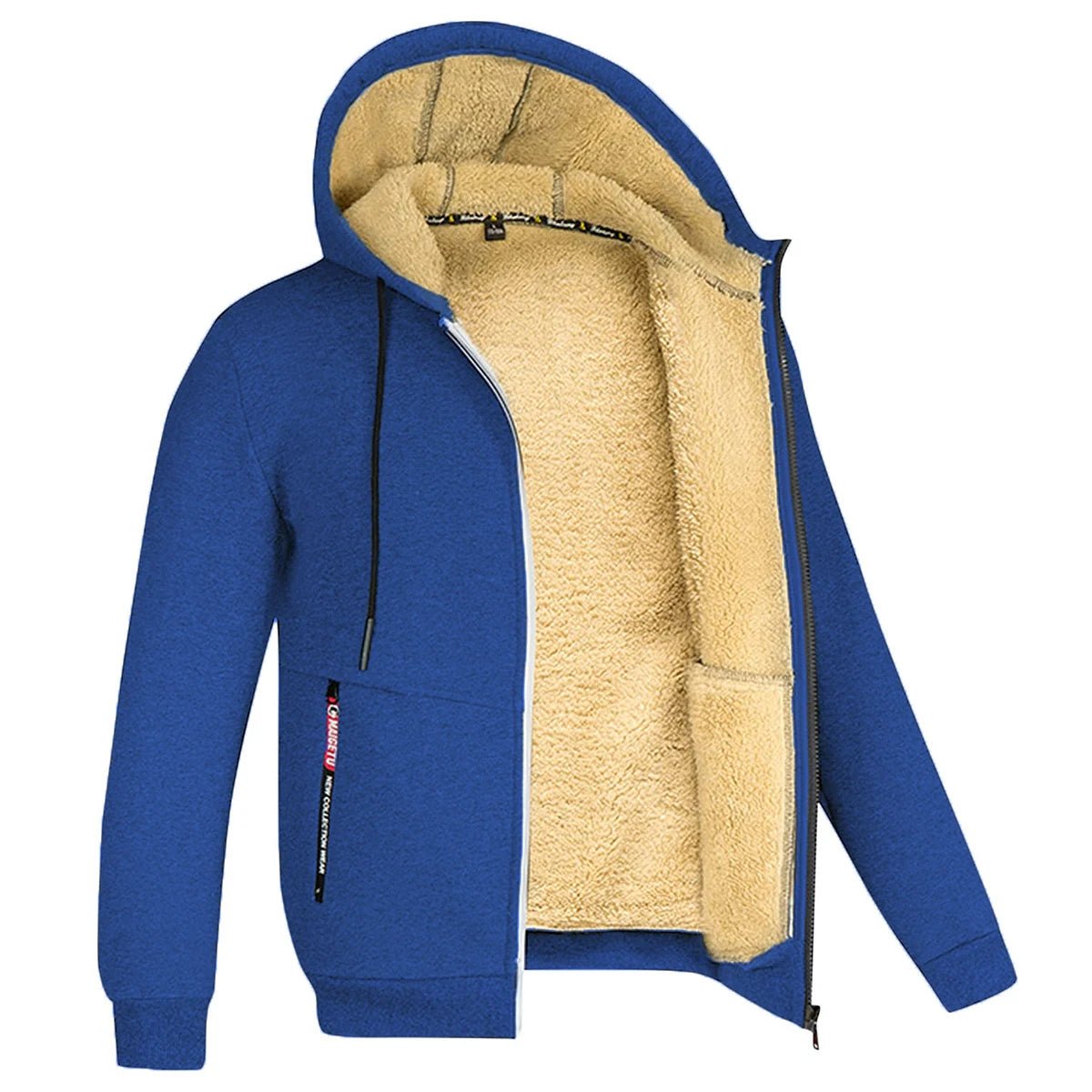 Men's Trendy Sweatshirt Coat Front Pockets Warm Zipper Lamb Wool Jacket - PratSN