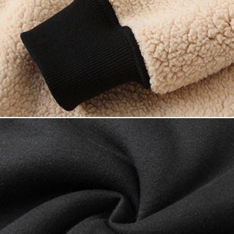 Men's Trendy Sweatshirt Coat Front Pockets Warm Zipper Lamb Wool Jacket - PratSN