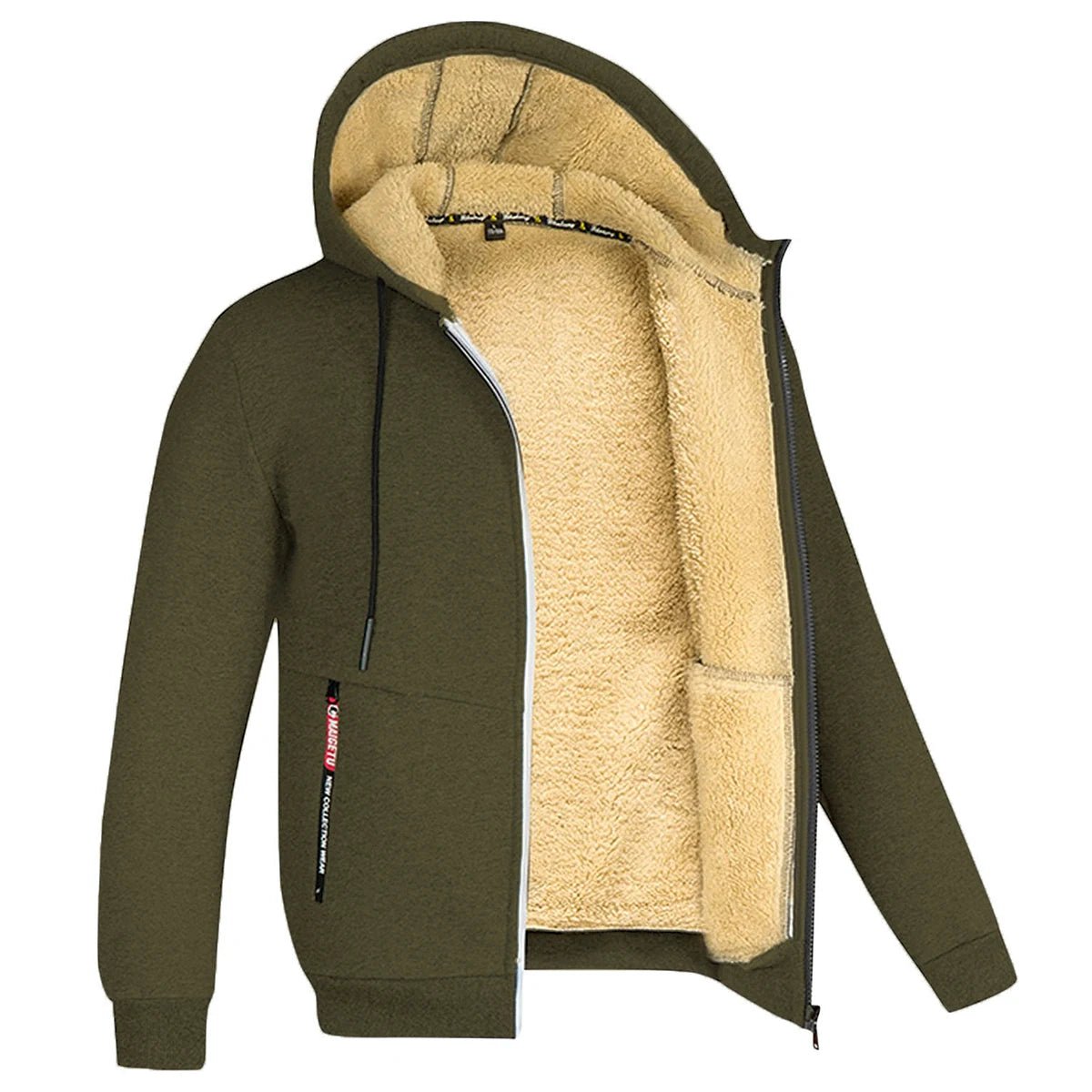 Men's Trendy Sweatshirt Coat Front Pockets Warm Zipper Lamb Wool Jacket - PratSN