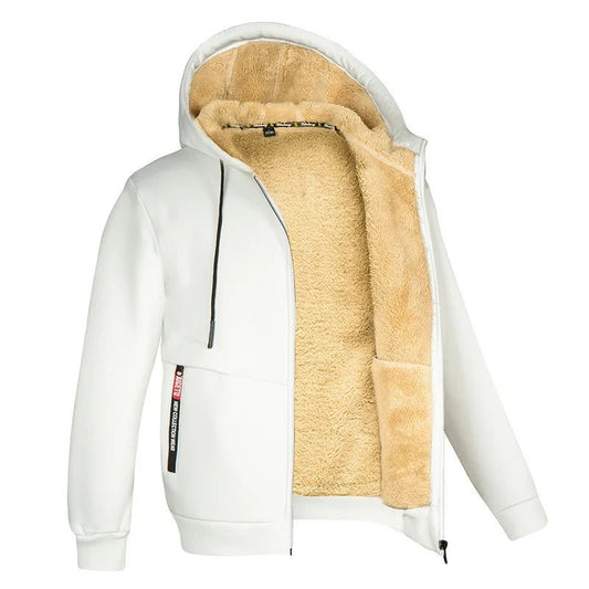 Men's Trendy Sweatshirt Coat Front Pockets Warm Zipper Lamb Wool Jacket - PratSN