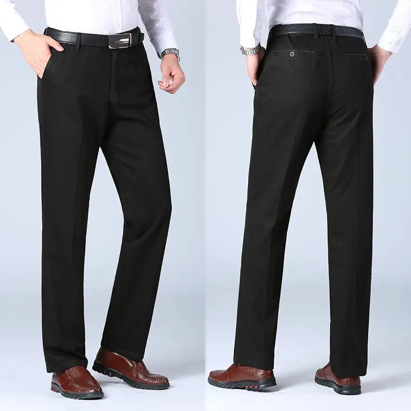 Mens Trousers Business Casual Pants Autumn Spring Dress Straight Pants Black Suit Pants Loose Formal Dress Pants - PratSN