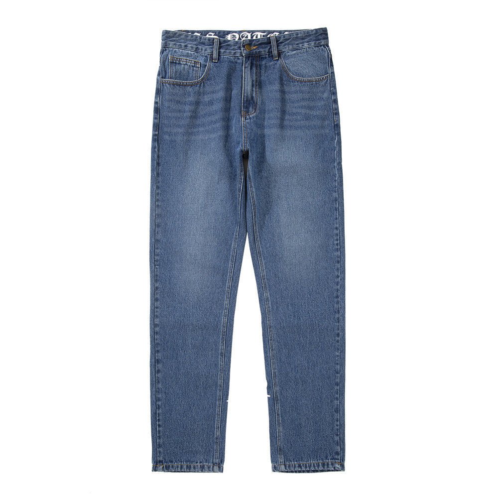 Men's Unique Letter Print Washed Jeans Street Trend - PratSN