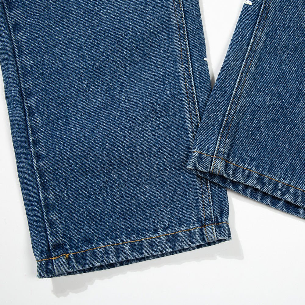 Men's Unique Letter Print Washed Jeans Street Trend - PratSN