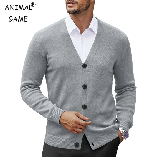 Men's V Neck Cardigan Sweat coats Casual Lightweight Button Down Knitted Cardigan Sweater Outdoor Streetwear - PratSN
