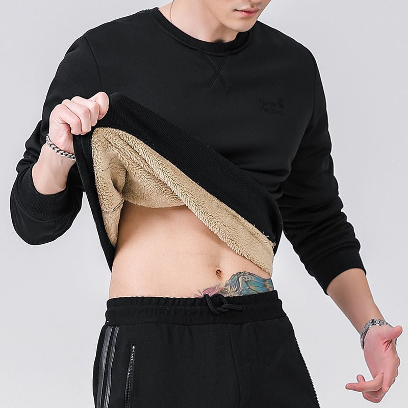 Men's Winter Cardigan Fleece Lined Thick Round Neck Top - PratSN