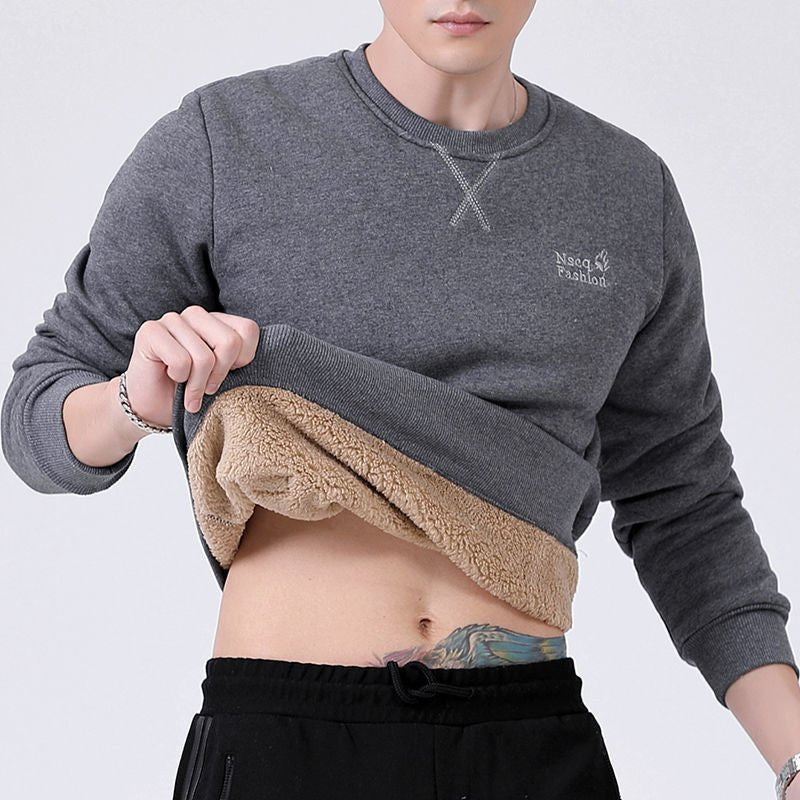 Men's Winter Cardigan Fleece Lined Thick Round Neck Top - PratSN