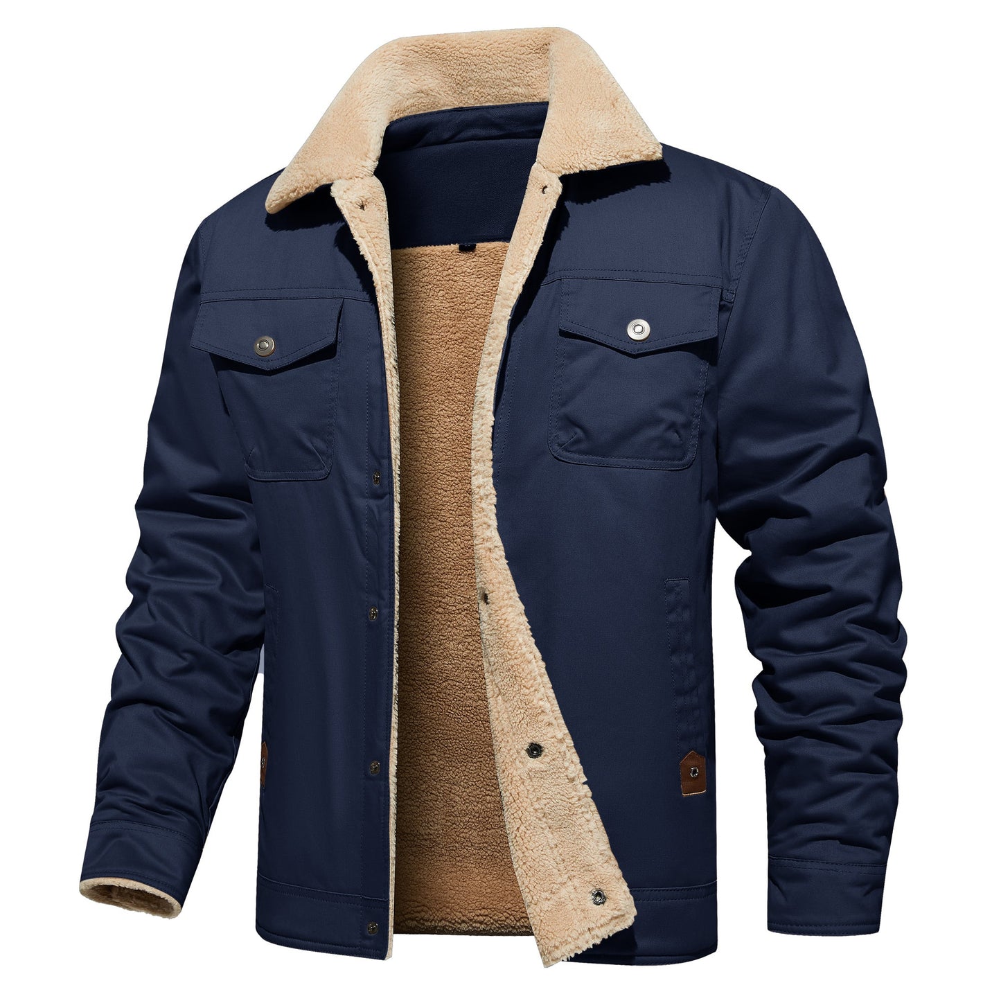 Men's Winter Jacket Lined Sherpa Jacket Warm Trucker Coat Multi Pocket - PratSN