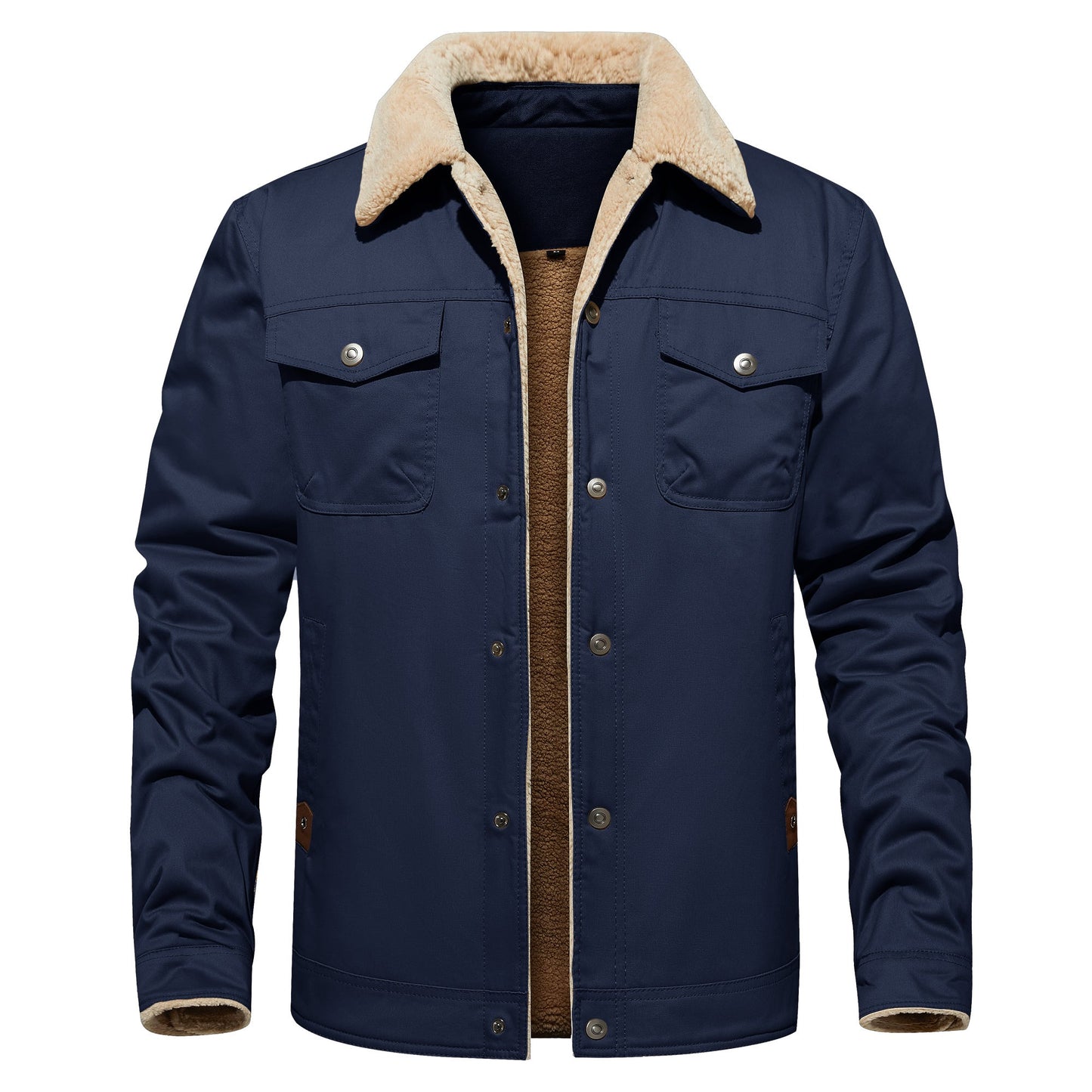 Men's Winter Jacket Lined Sherpa Jacket Warm Trucker Coat Multi Pocket - PratSN