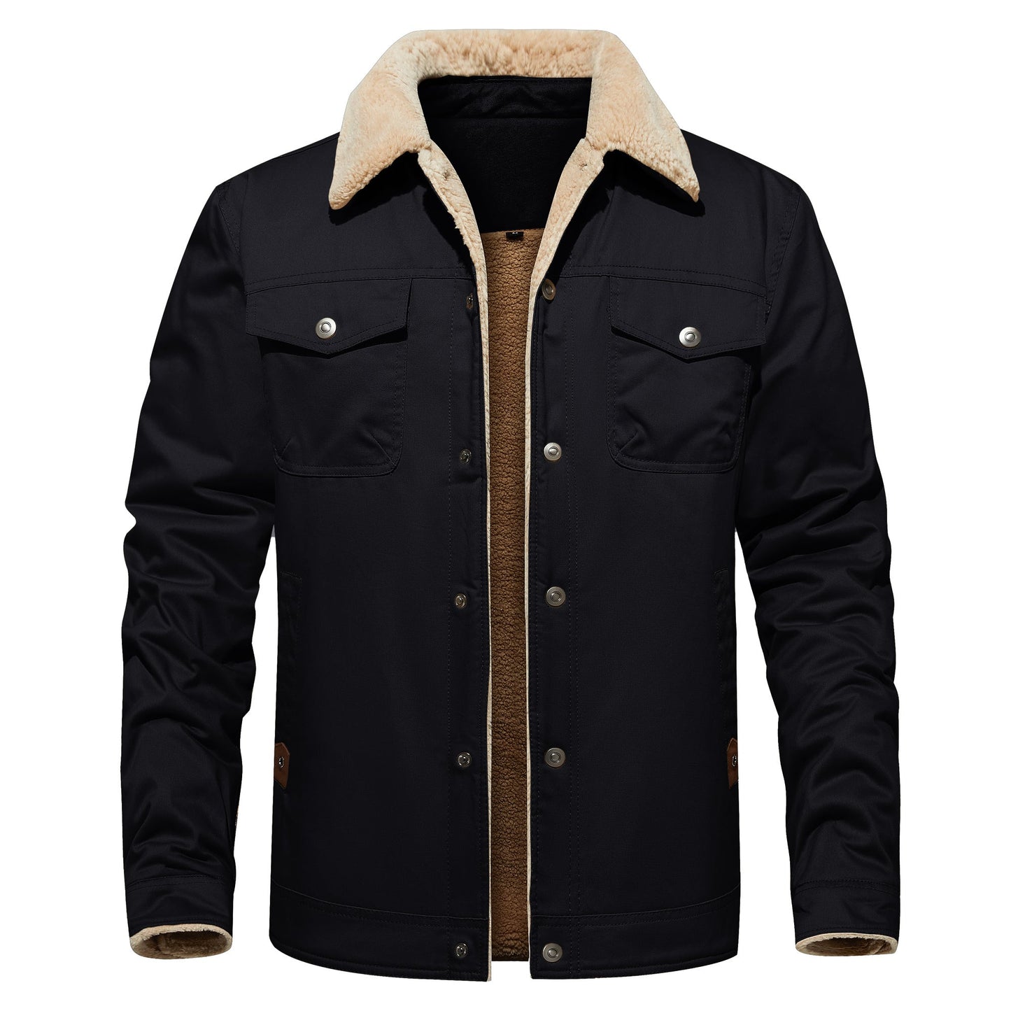 Men's Winter Jacket Lined Sherpa Jacket Warm Trucker Coat Multi Pocket - PratSN
