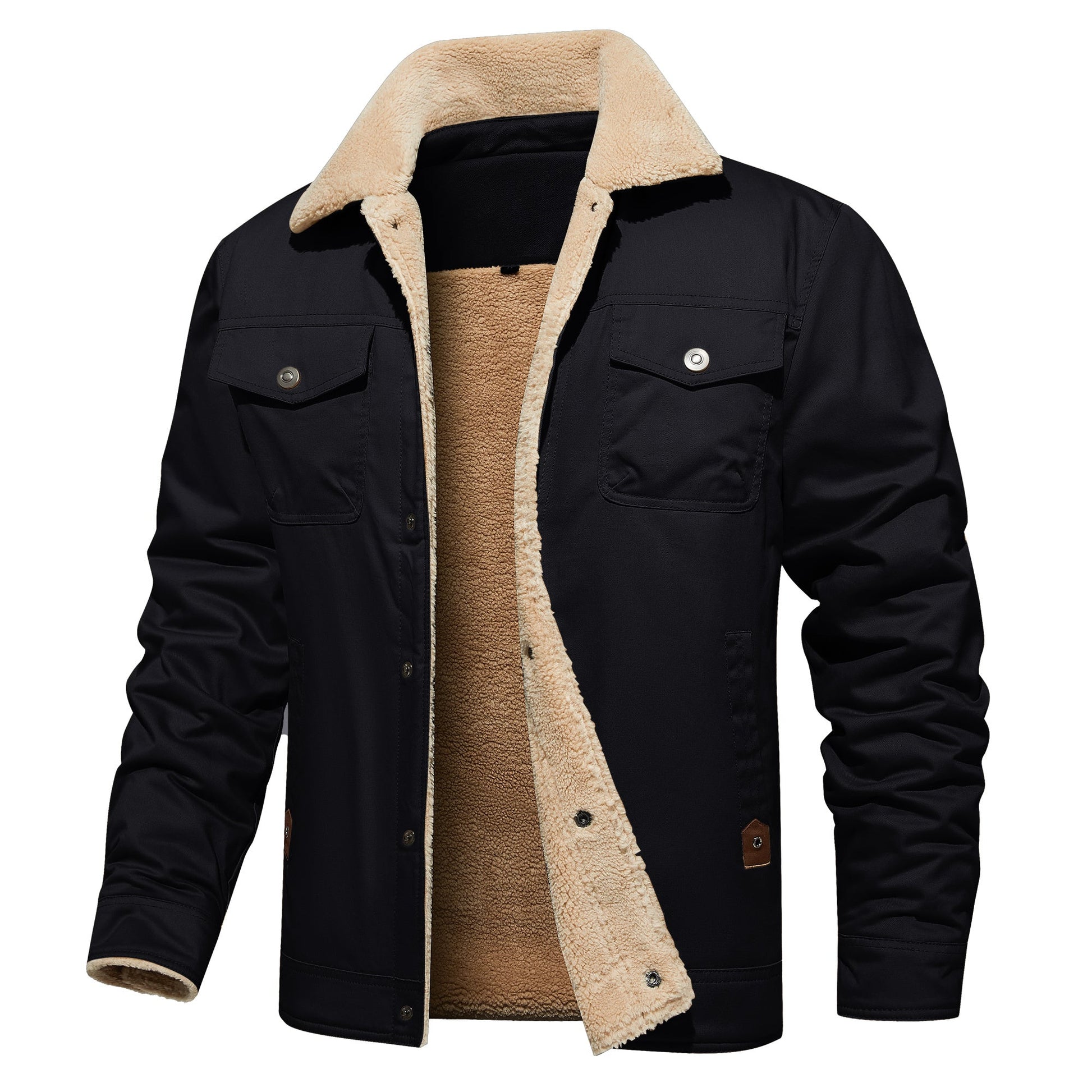 Men's Winter Jacket Lined Sherpa Jacket Warm Trucker Coat Multi Pocket - PratSN