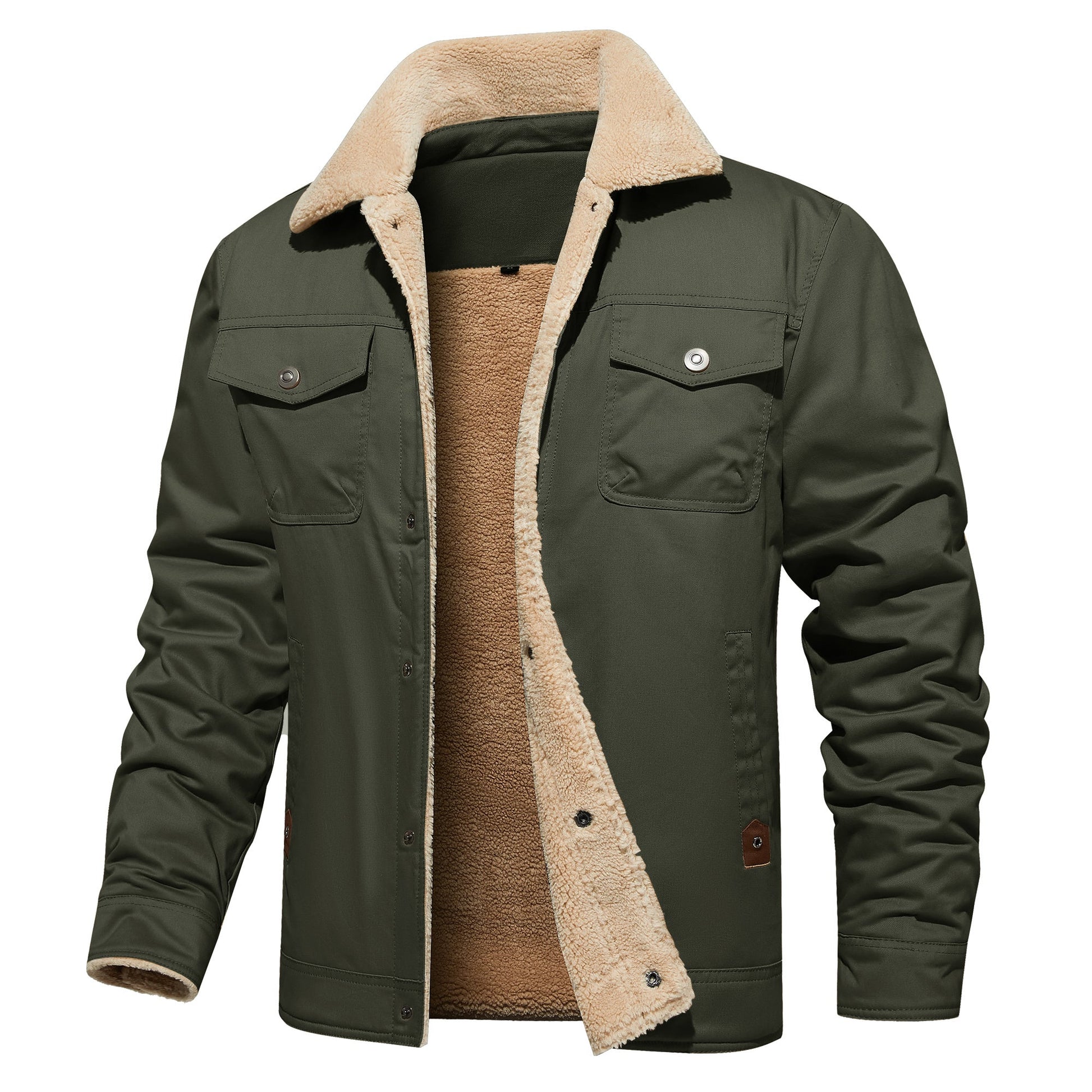 Men's Winter Jacket Lined Sherpa Jacket Warm Trucker Coat Multi Pocket - PratSN