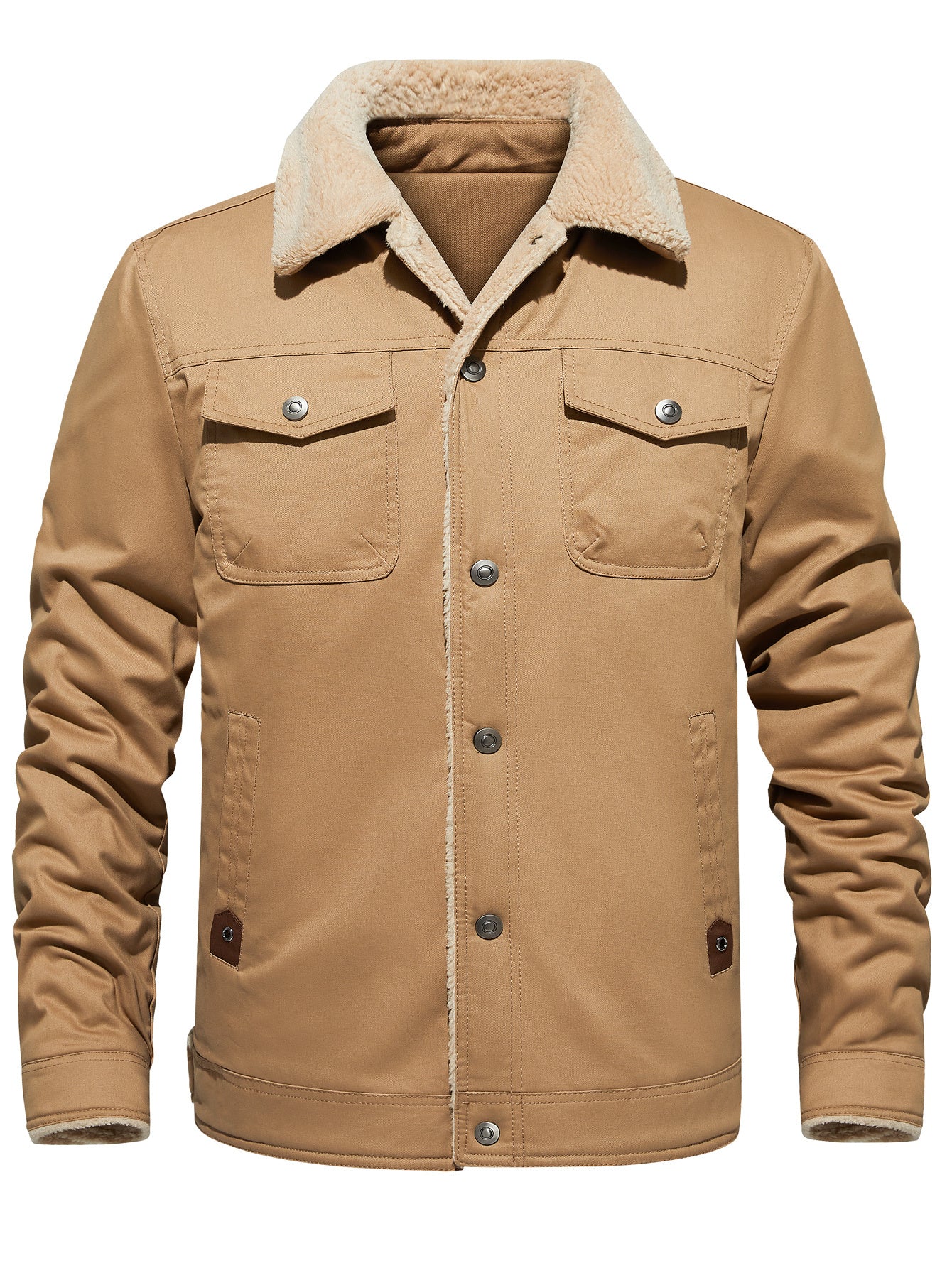 Men's Winter Jacket Lined Sherpa Jacket Warm Trucker Coat Multi Pocket - PratSN