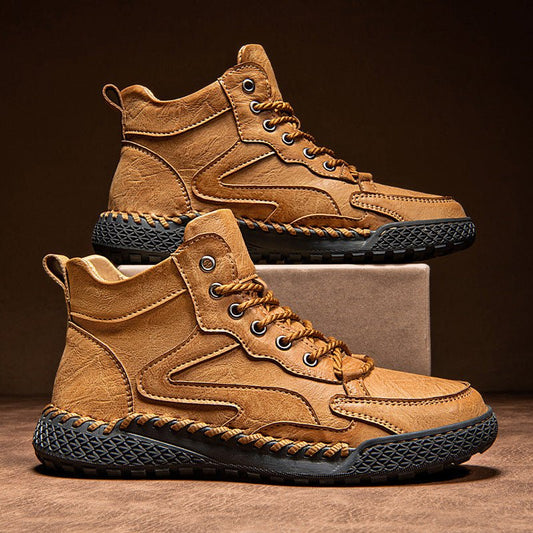 Men's Winter Plush Insulated High Top Leather Shoes - PratSN
