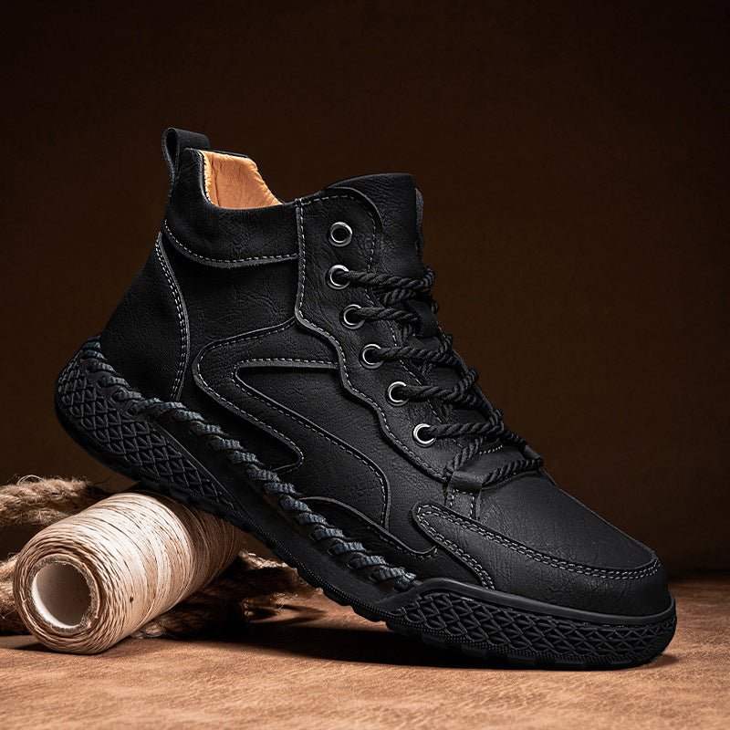 Men's Winter Plush Insulated High Top Leather Shoes - PratSN