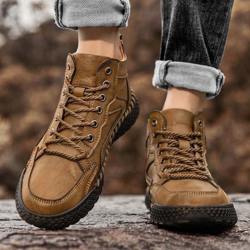 Men's Winter Plush Insulated High Top Leather Shoes - PratSN