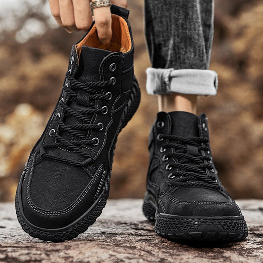 Men's Winter Plush Insulated High Top Leather Shoes - PratSN