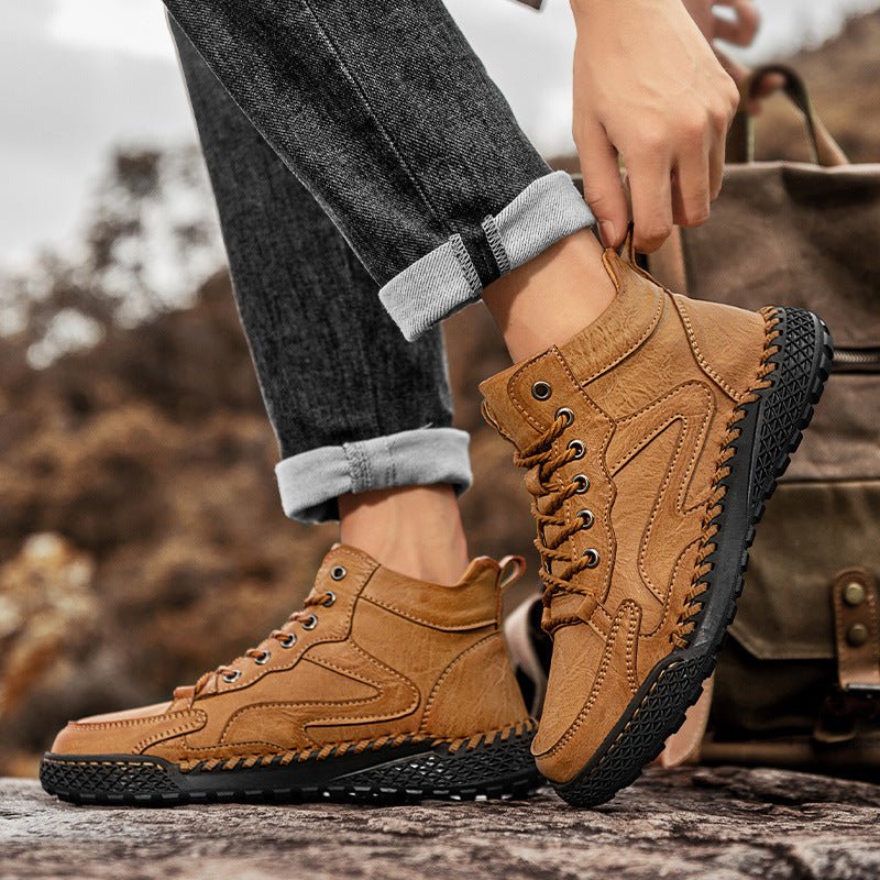 Men's Winter Plush Insulated High Top Leather Shoes - PratSN