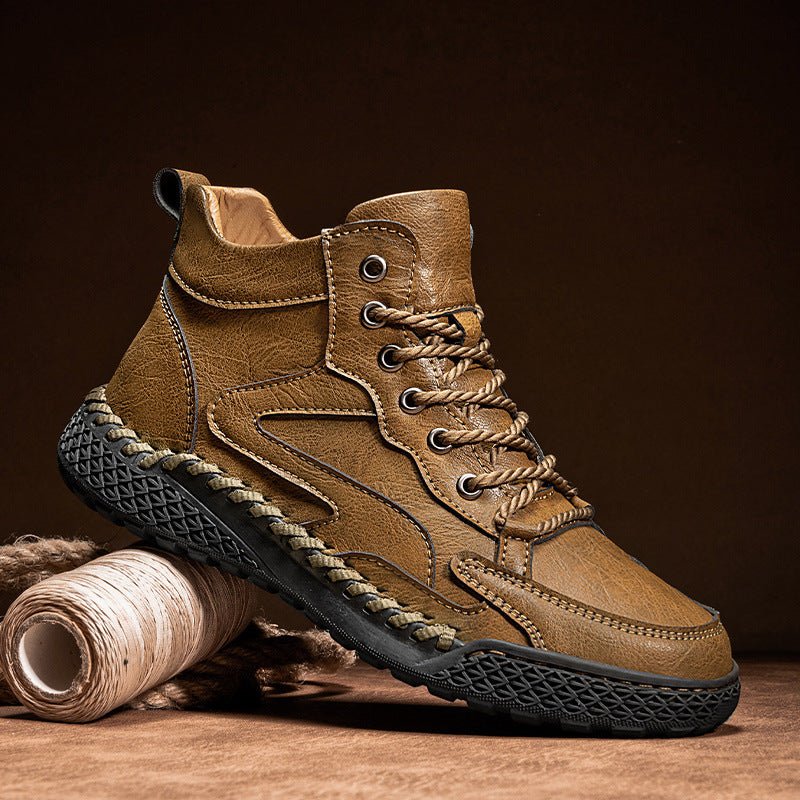 Men's Winter Plush Insulated High Top Leather Shoes - PratSN