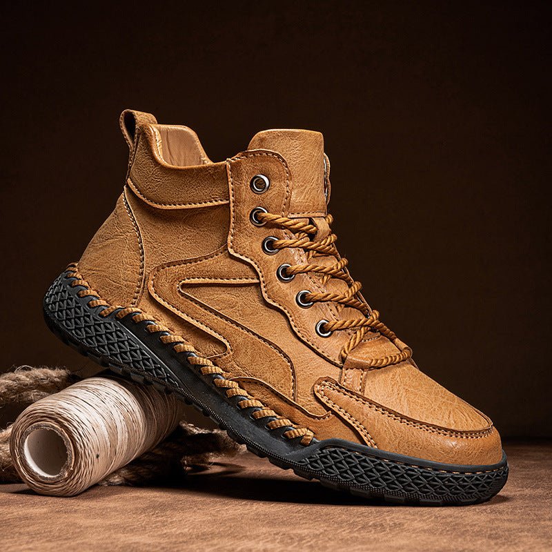 Men's Winter Plush Insulated High Top Leather Shoes - PratSN