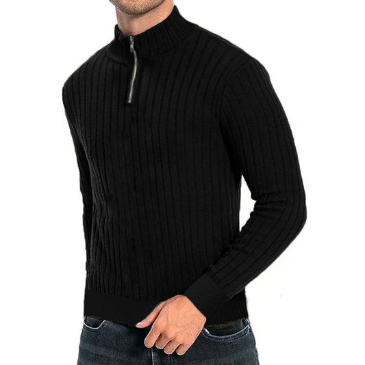 Men's Winter Pullover Half - high Collar Zip Sweater - PratSN