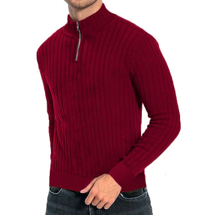 Men's Winter Pullover Half - high Collar Zip Sweater - PratSN