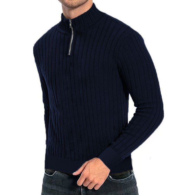 Men's Winter Pullover Half - high Collar Zip Sweater - PratSN