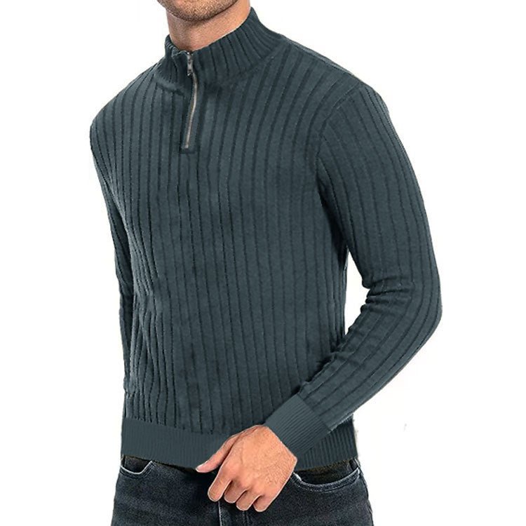 Men's Winter Pullover Half - high Collar Zip Sweater - PratSN