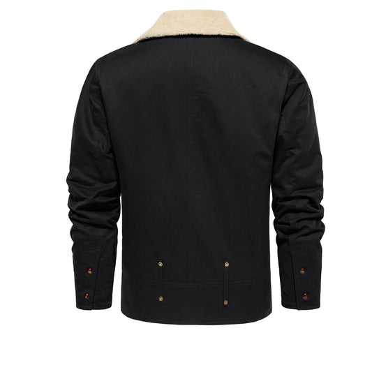 Men's Work Jacket With Multiple Pockets, Collared, Thickened, Autumn & Winter Warm Outerwear - PratSN