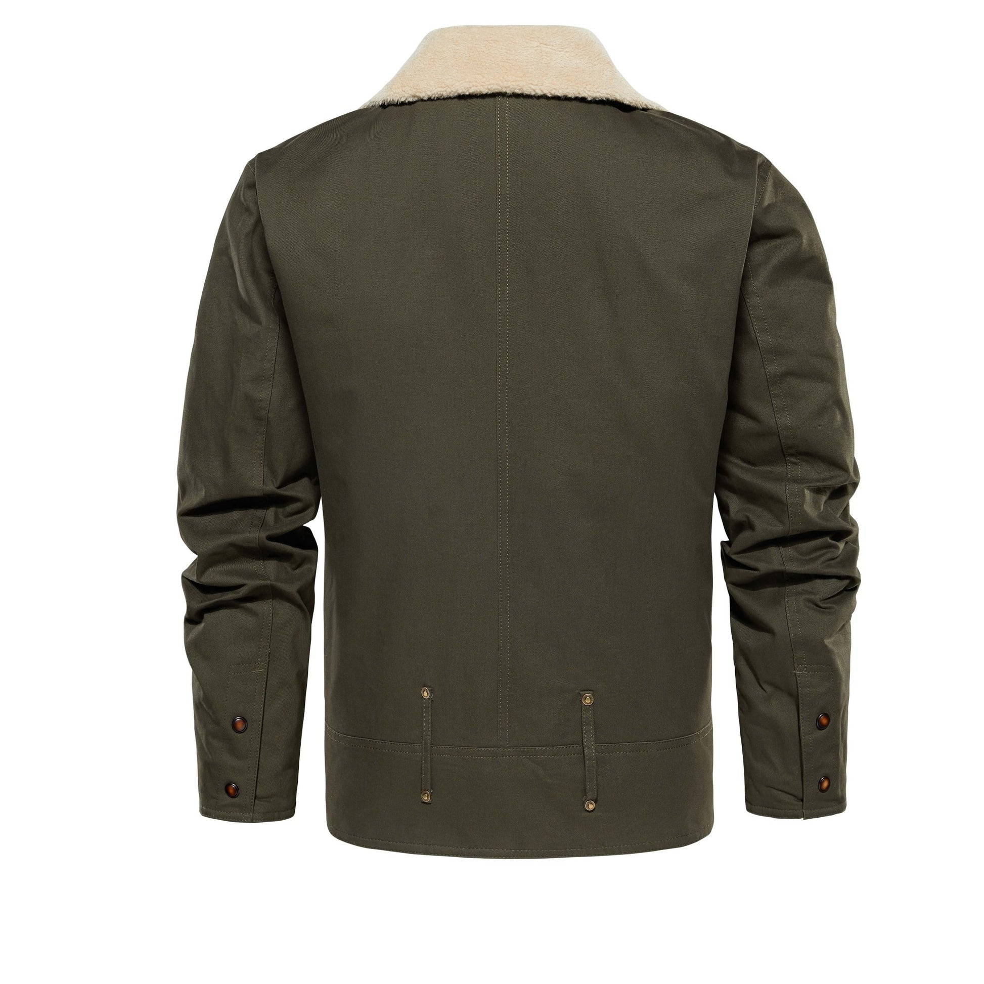 Men's Work Jacket With Multiple Pockets, Collared, Thickened, Autumn & Winter Warm Outerwear - PratSN