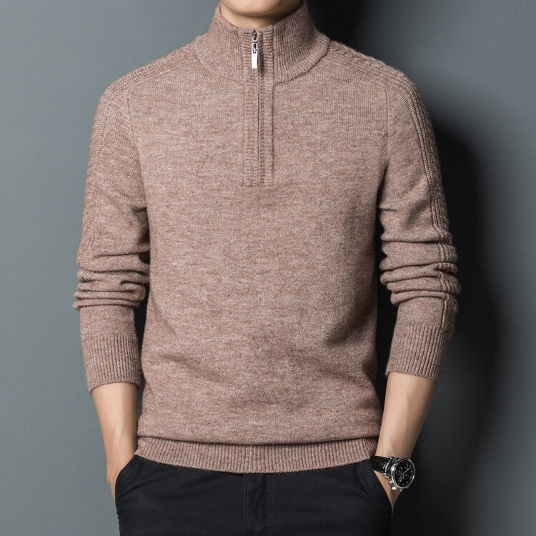 Men's Zipper High Neck Thickened Woolen Sweater - PratSN