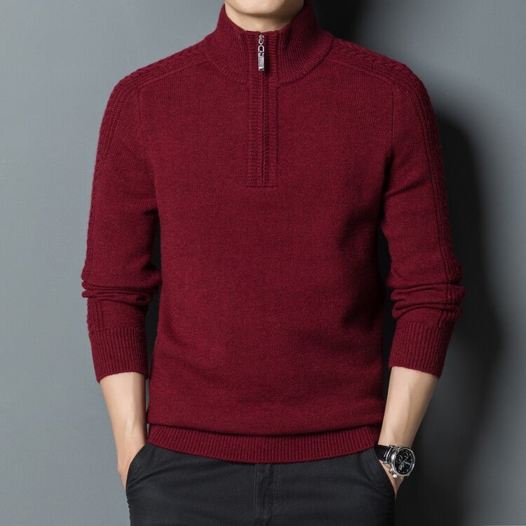 Men's Zipper High Neck Thickened Woolen Sweater - PratSN