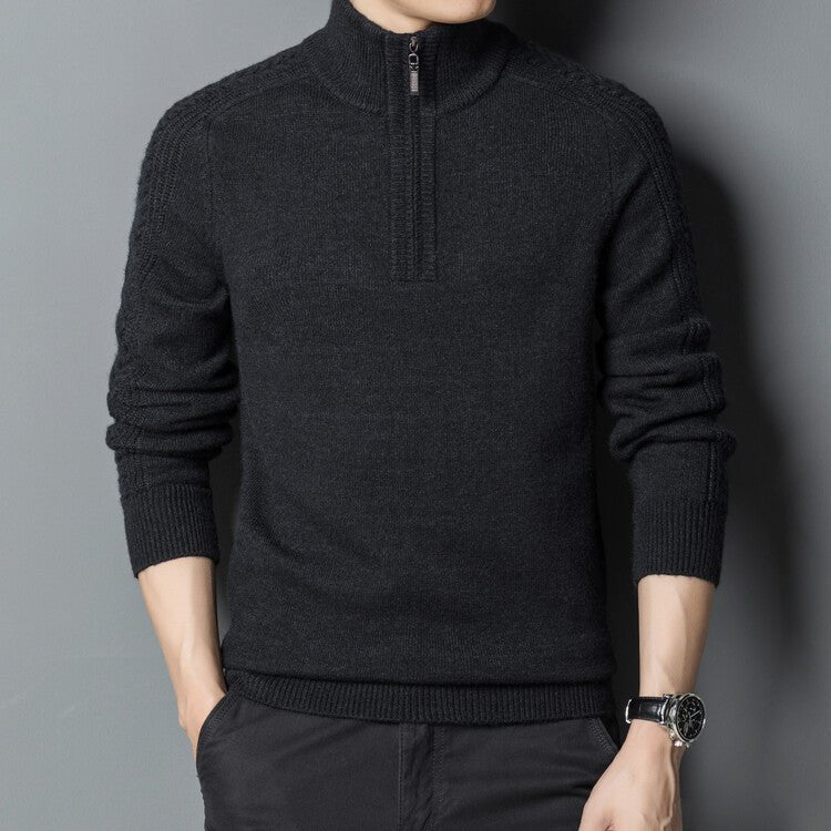 Men's Zipper High Neck Thickened Woolen Sweater - PratSN