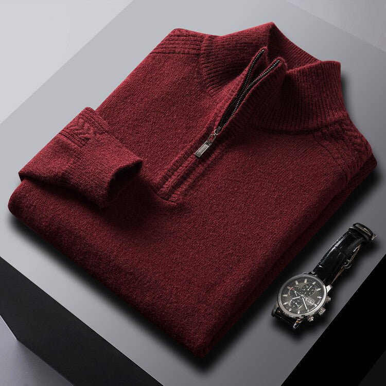Men's Zipper High Neck Thickened Woolen Sweater - PratSN