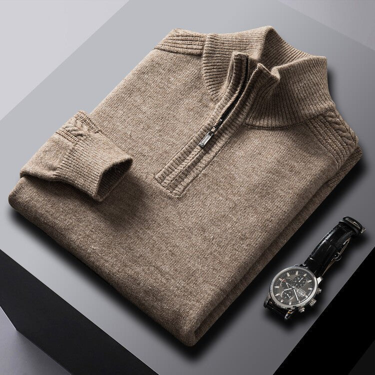 Men's Zipper High Neck Thickened Woolen Sweater - PratSN